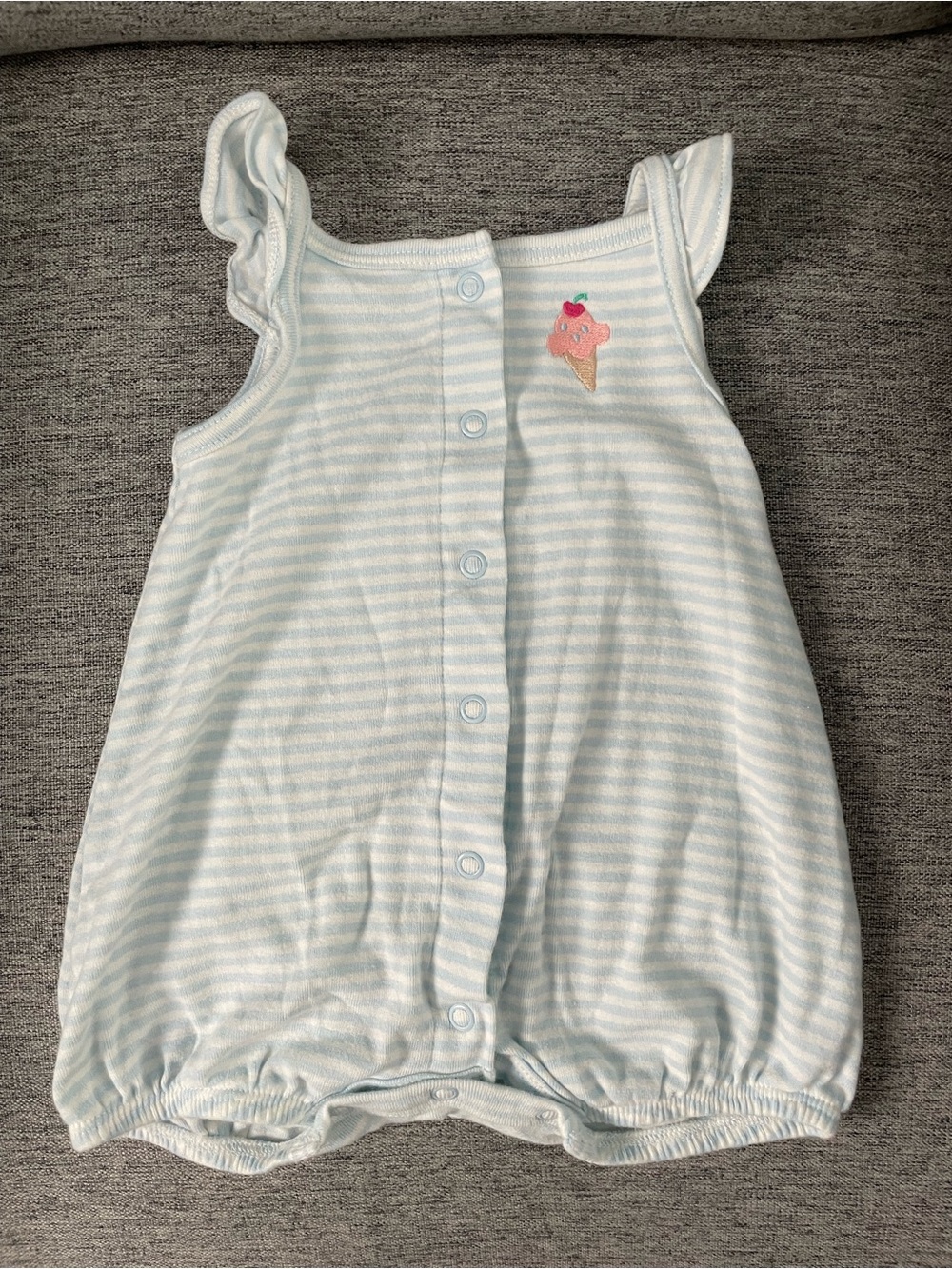 Light Blue Striped Ice Cream Infant Romper